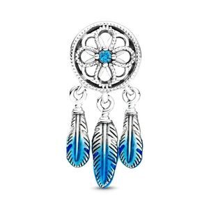 European Charm Blue Dreamcatcher Bracelet Necklace